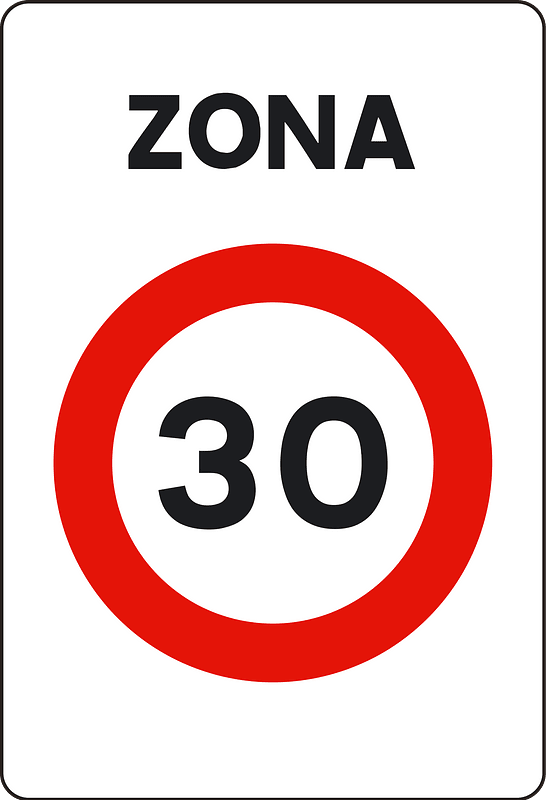 Speed limit zone sign in Spain