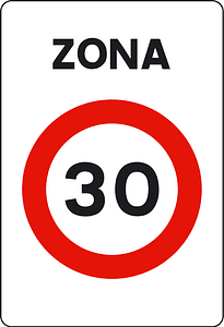 Speed limit zone sign in Spain