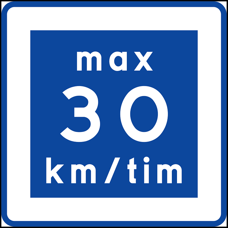 Advisory speed sign in Sweden