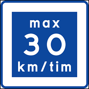 Advisory speed sign in Sweden