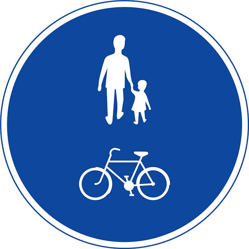 Bicycles and pedestrians only sign in Sweden