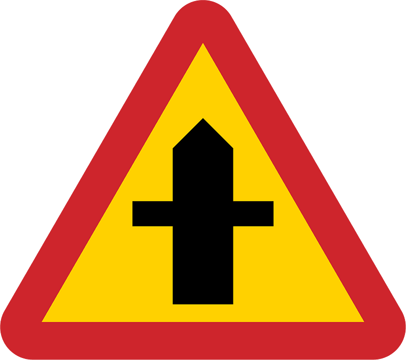 Crossroads with a minor road sign in Sweden