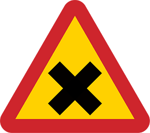 Crossroads with priority to the right sign in Sweden