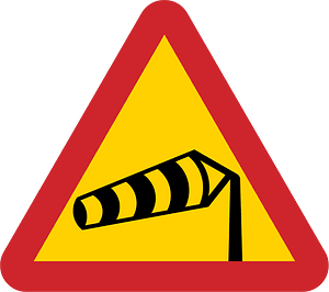 Dangerous crosswinds sign in Sweden