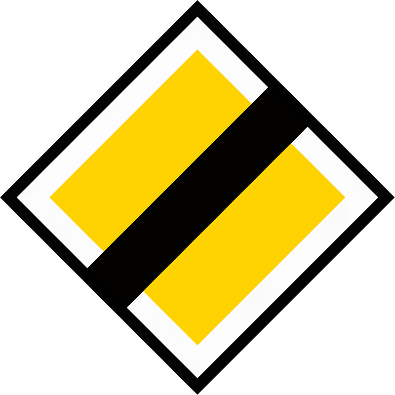 End of priority road sign in Sweden