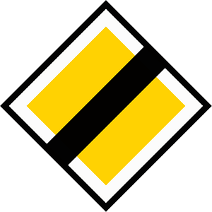 End of priority road sign in Sweden
