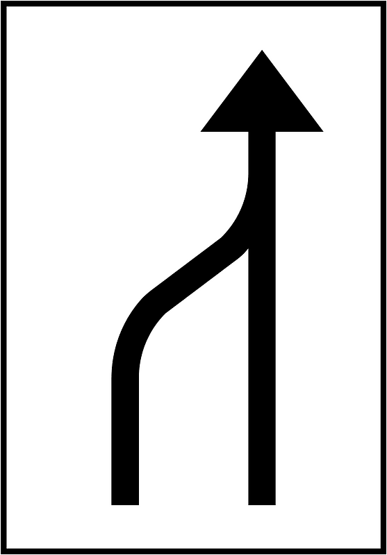 Lane ends sign in Sweden
