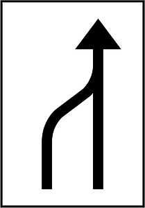 Lane ends sign in Sweden
