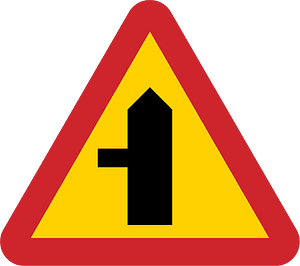 Junction with a minor road sign in Sweden