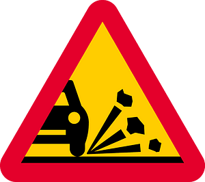 Loose road surface sign in Sweden