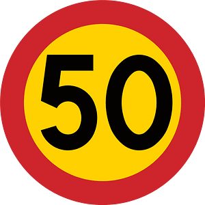 Maximum speed limit sign in Sweden