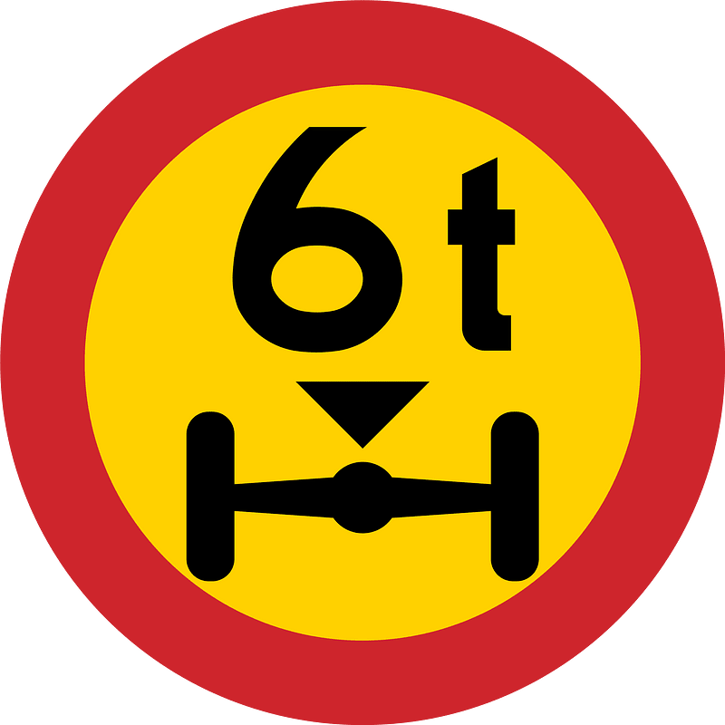 Maximum weight per axle sign in Sweden
