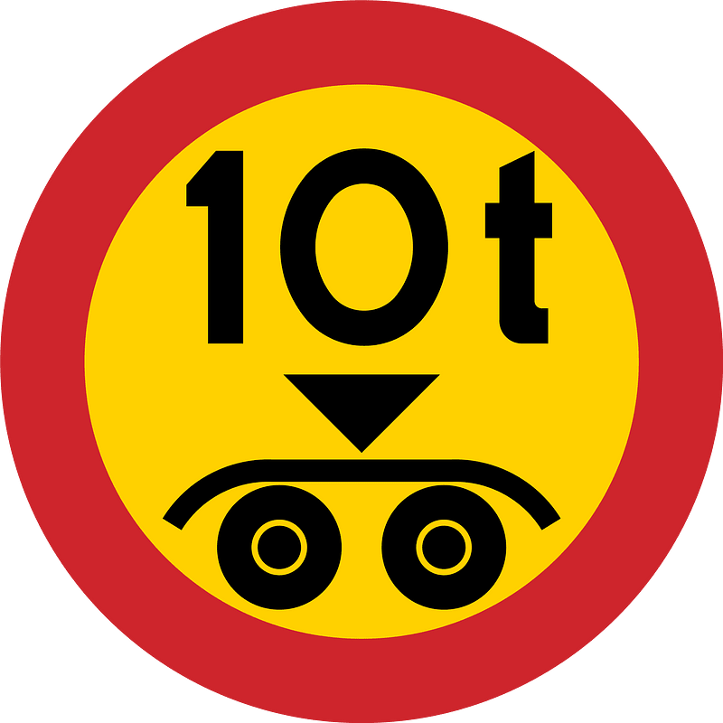Maximum weight per tandem axle sign in Sweden