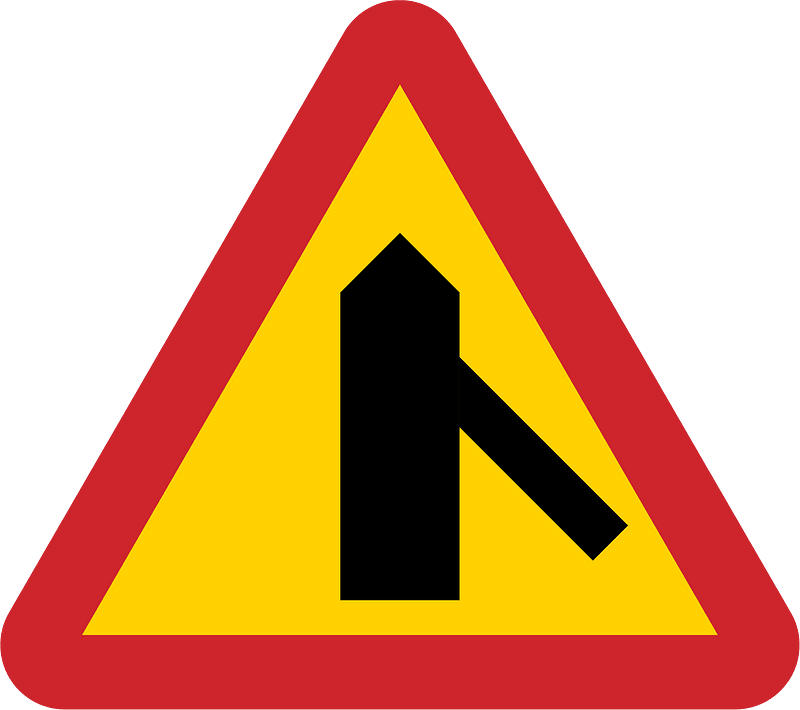 Merging traffic sign in Sweden