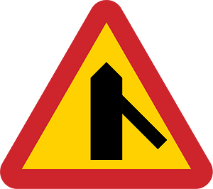 Merging traffic sign in Sweden