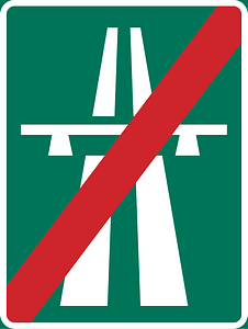 Motorway ends sign in Sweden