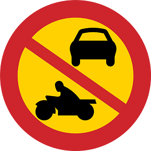 No motor vehicles sign in Sweden