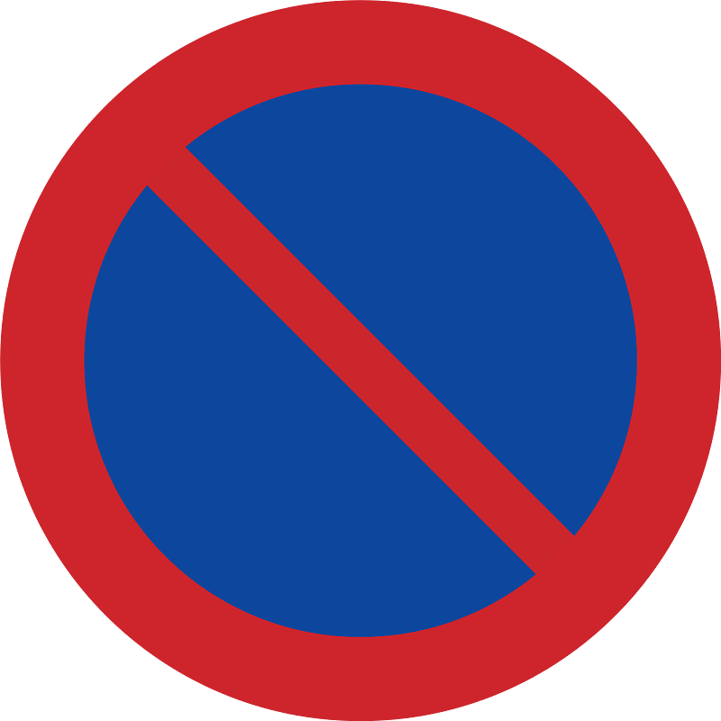 No parking or waiting sign in Sweden
