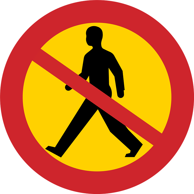 No pedestrians sign in Sweden