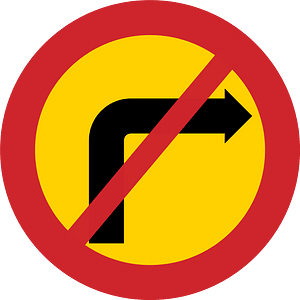 No right turn sign in Sweden
