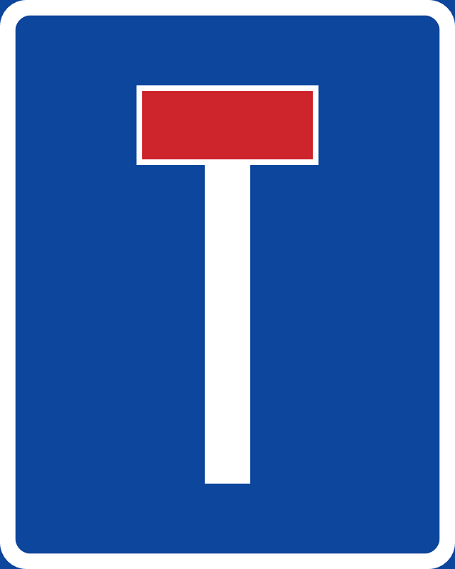 No through road sign in Sweden