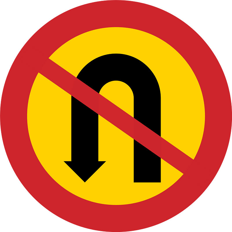 No U-turns sign in Sweden