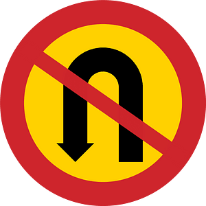 No U-turns sign in Sweden