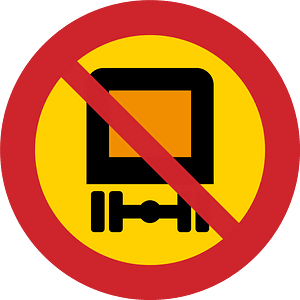 No vehicles carrying dangerous goods sign in Sweden