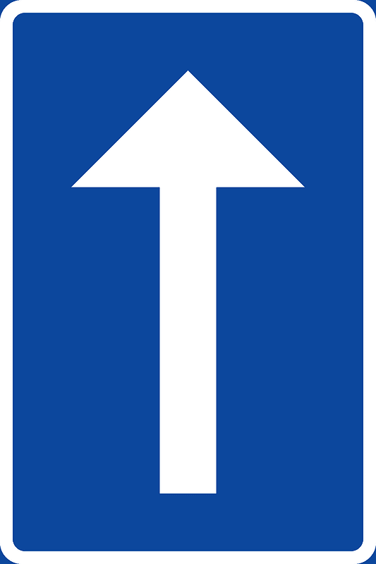 One-way street sign in Sweden