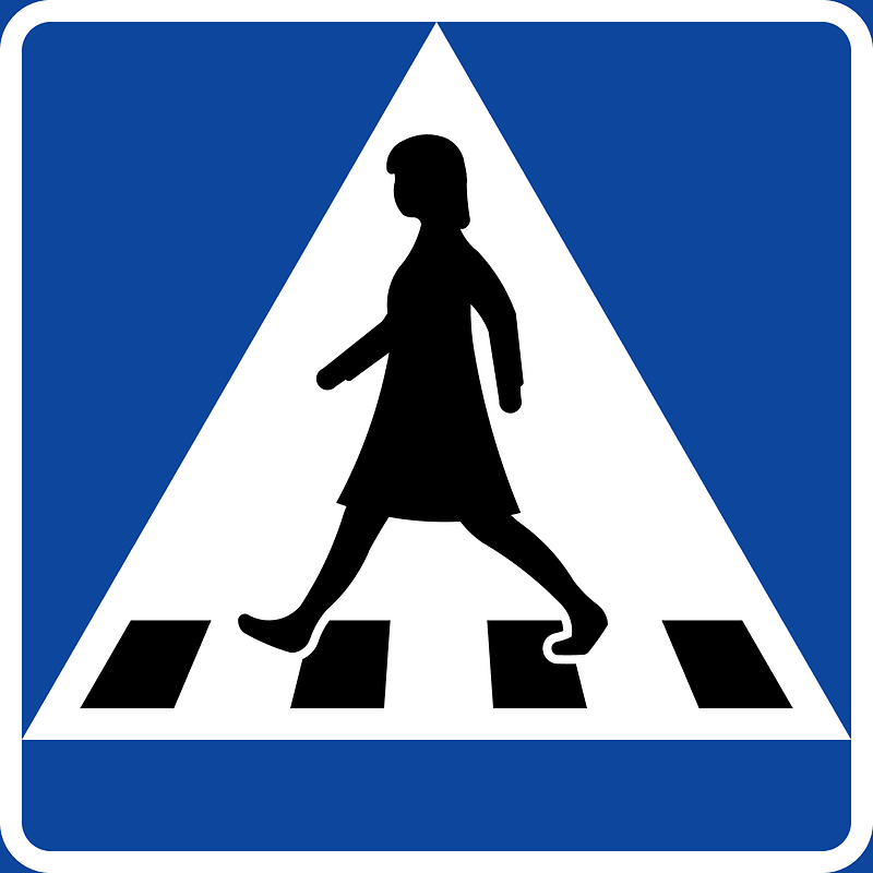 Pedestrian crossing sign in Sweden