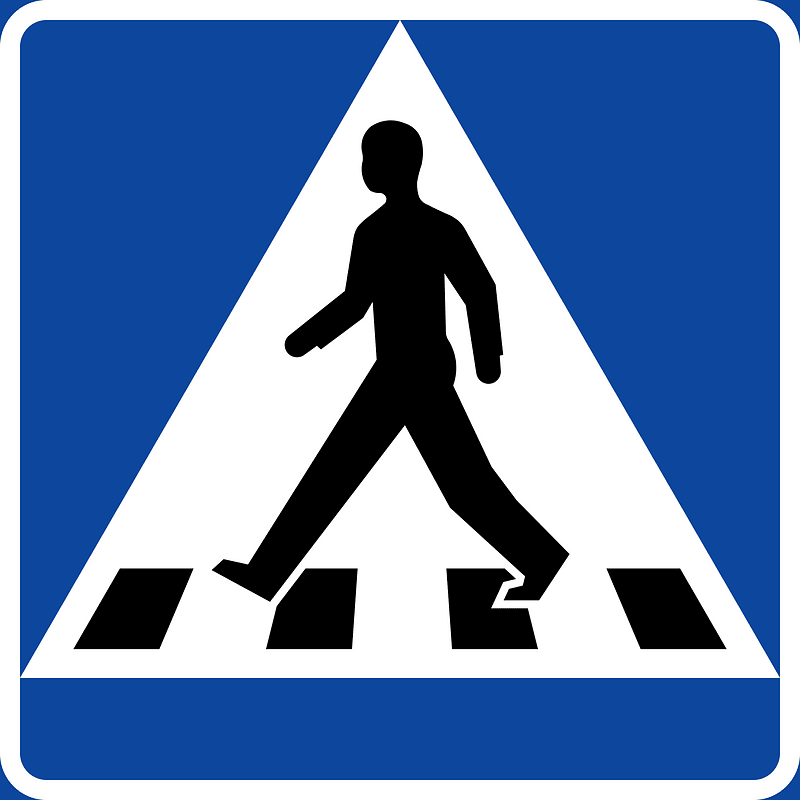 Pedestrian crossing sign in Sweden