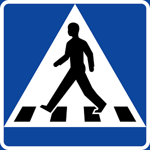 Pedestrian crossing sign in Sweden