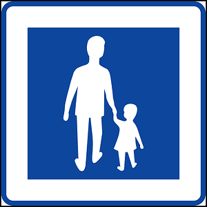 Pedestrian zone sign in Sweden