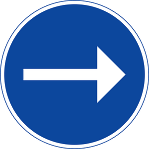 Proceed right only sign in Sweden