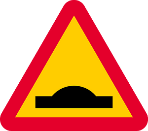 Road hump ahead sign in Sweden