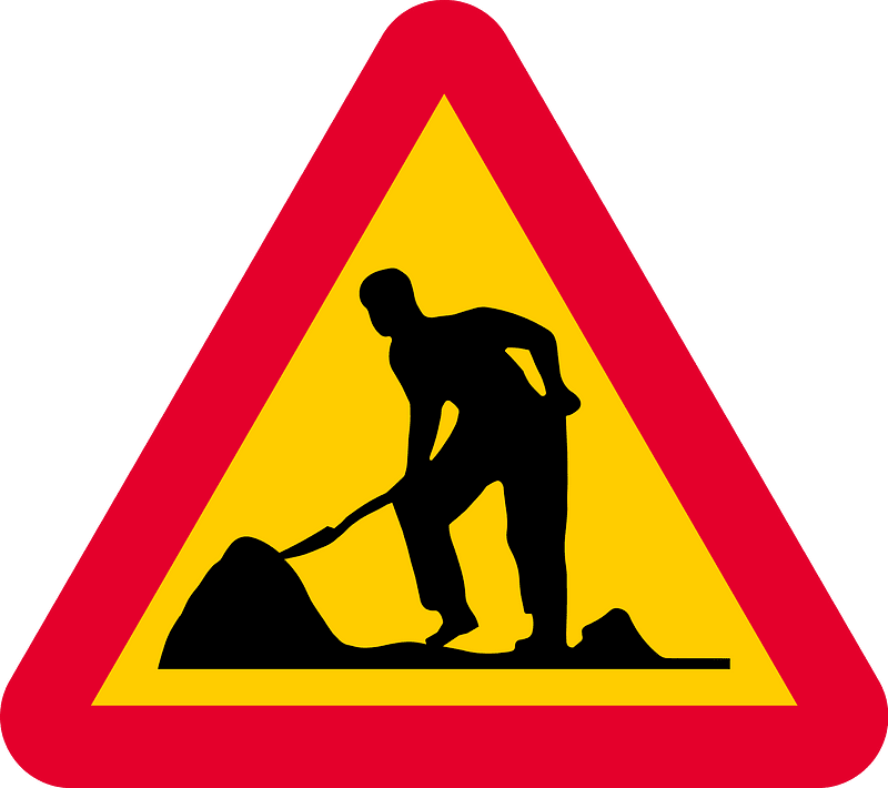 Roadworks ahead sign in Sweden