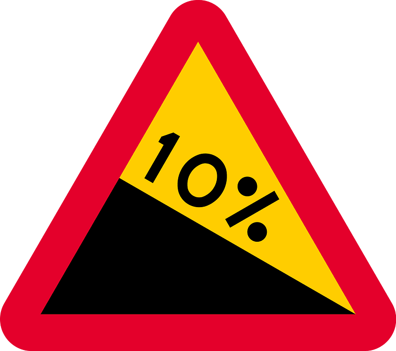 Steep descent sign in Sweden