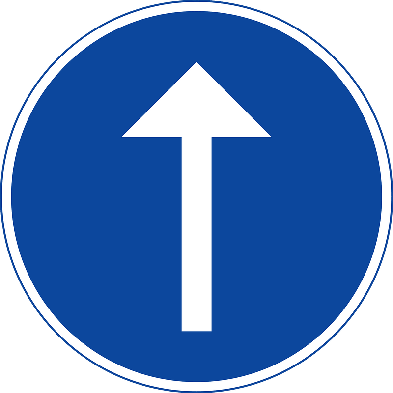 Straight ahead only sign in Sweden