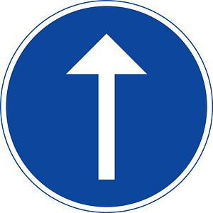 Straight ahead only sign in Sweden