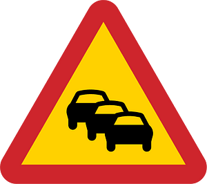 Traffic queues likely ahead sign in Sweden