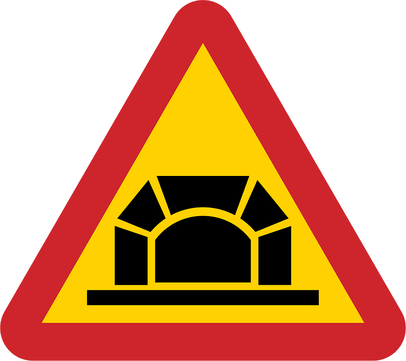 Tunnel ahead sign in Sweden