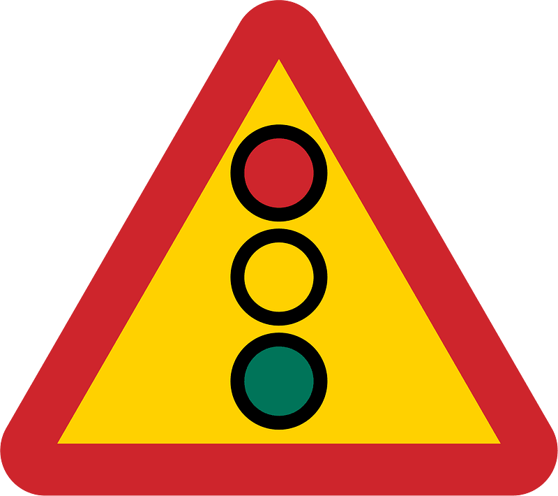 Traffic signals ahead sign in Sweden