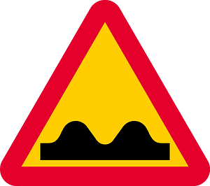 Uneven road ahead sign in Sweden