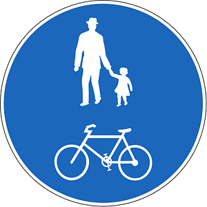 Bicycles and pedestrians only sign in Switzerland