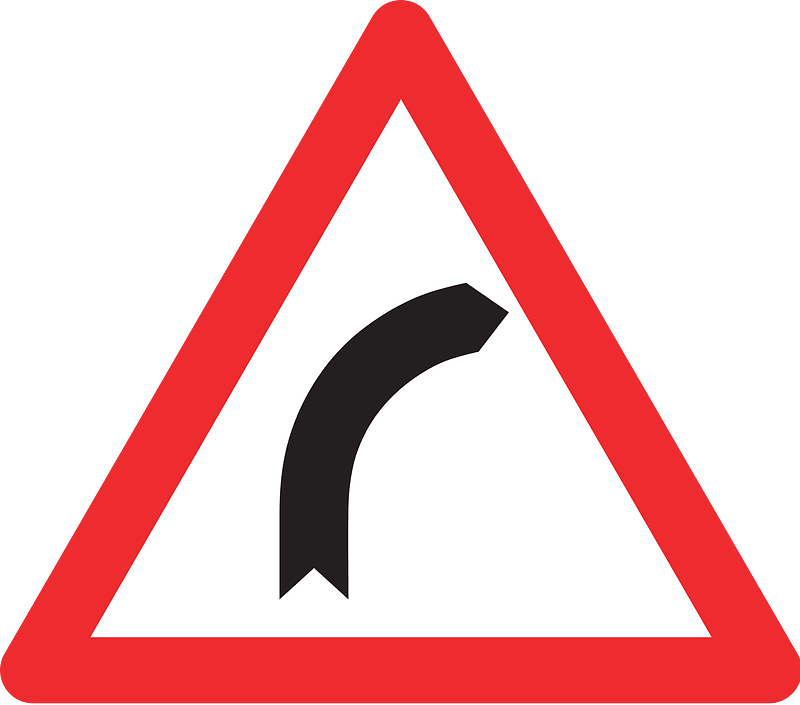 Bend ahead sign in Switzerland