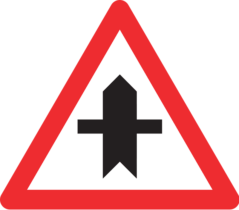 Crossroads with a minor road sign in Switzerland