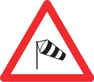 Dangerous crosswinds sign in Switzerland