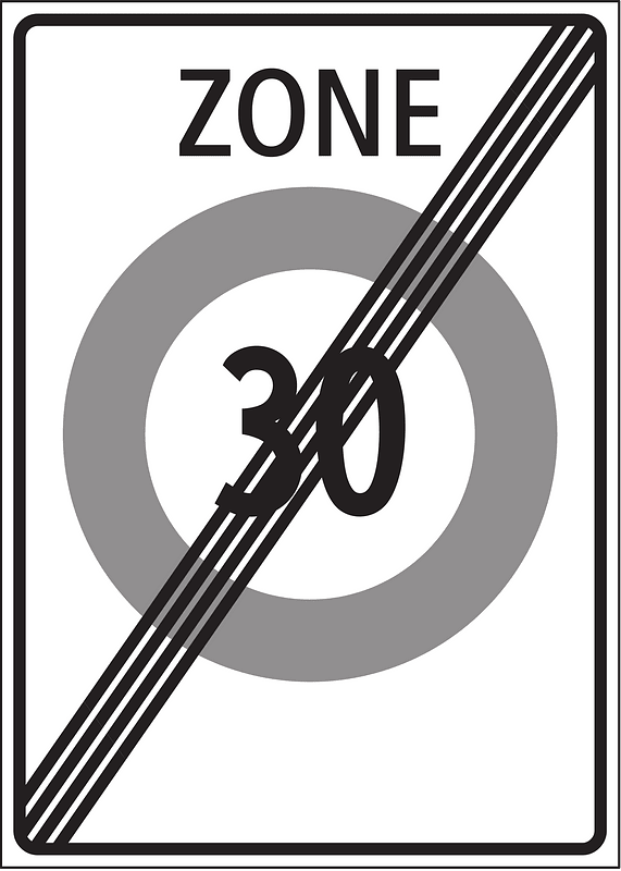 End of speed limit zone sign in Switzerland