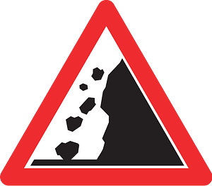 Falling rocks or debris sign in Switzerland