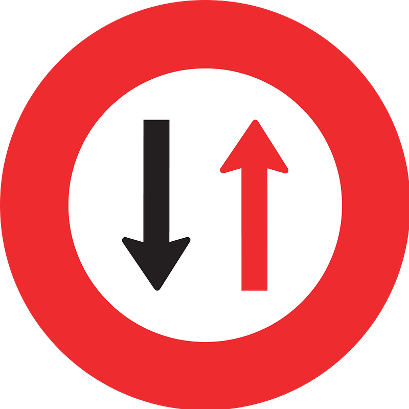 Give way to oncoming traffic sign in Switzerland